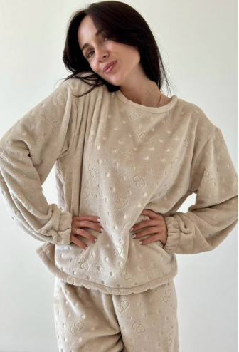 Пижама женская велсофт Сердца Cosy VEL023
