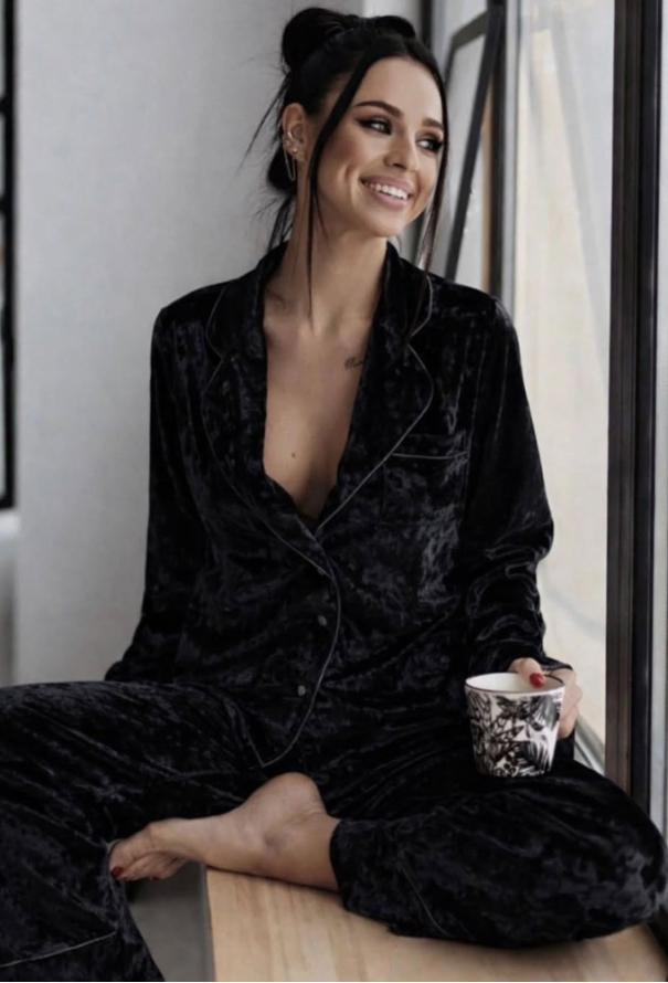 Пижама женская велюровая Black Marble Felena 16-13-3 фото