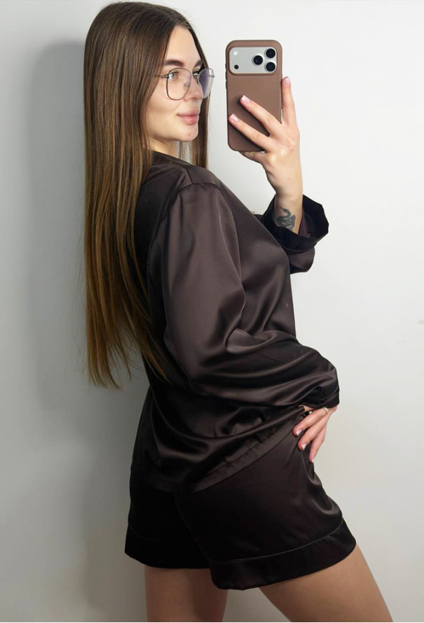 Піжама жіноча комплект шовк V.Velika 281-25BRBK фото