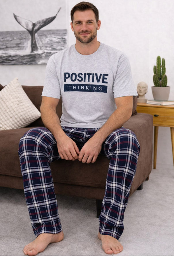 Піжама чоловіча бавовна Positive Thinking Cosy T350 фото