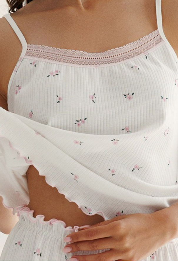 Пижама женская хлопок рубчик Розквитай Roksana 1848-42042 фото