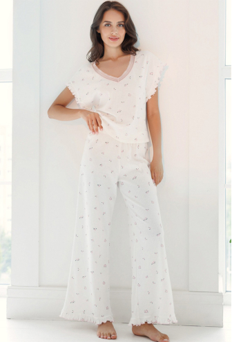 Пижама женская хлопок рубчик Розквитай Roksana 1850-42042
