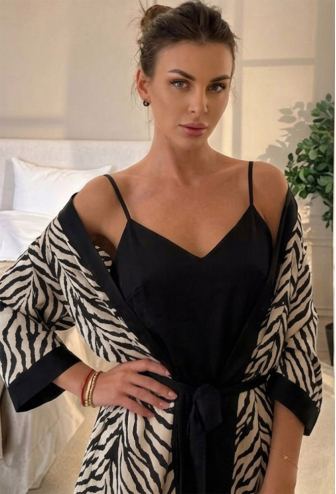 Ночнушка женская с халатом шелк V.Velika 162-24ZCW