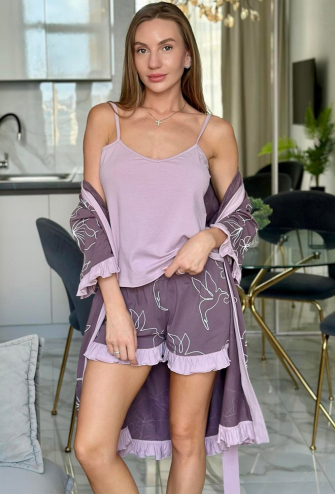 Пижама с халатом хлопок Lavelle Cosy SetL7034