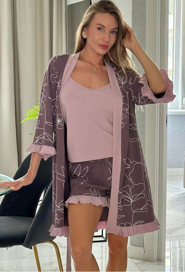 Піжама з халатом бавовна Lavelle Cosy SetL7034 фото