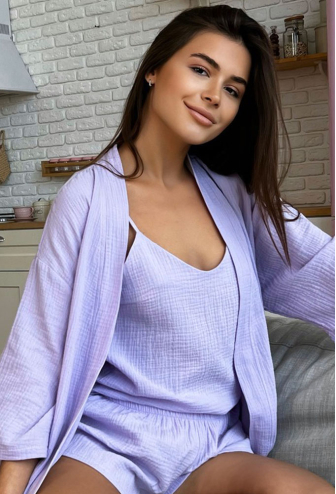 Піжама з халатом муслін Lavanda Cosy SetLavanda2