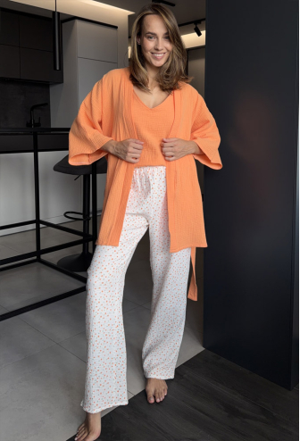 Піжама жіноча з халатом муслін DaLi 14-47OR