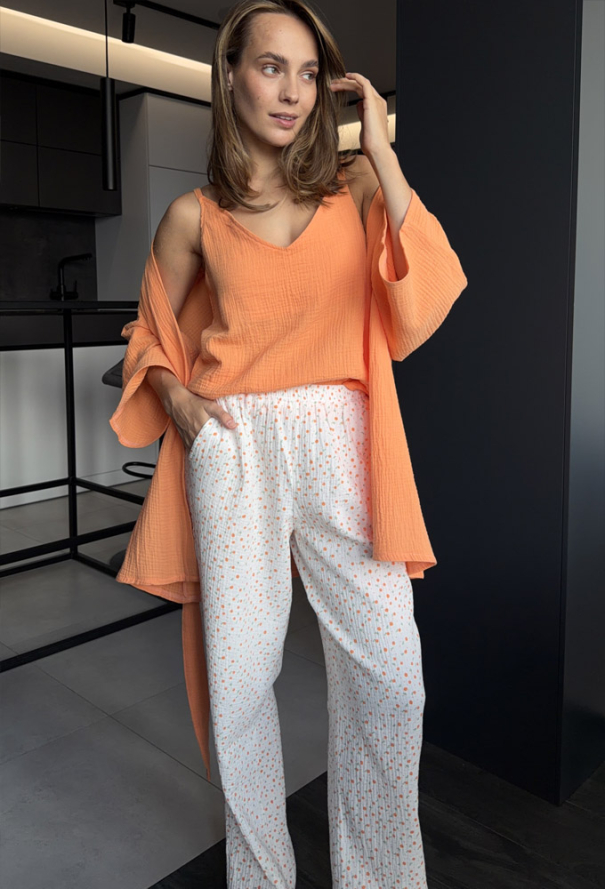 Піжама жіноча з халатом муслін DaLi 14-47OR фото