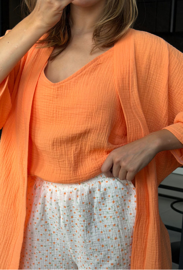 Піжама жіноча з халатом муслін DaLi 14-45OR фото