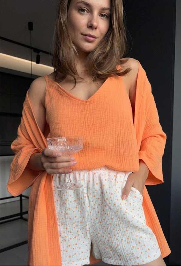 Піжама жіноча з халатом муслін DaLi 14-45OR фото