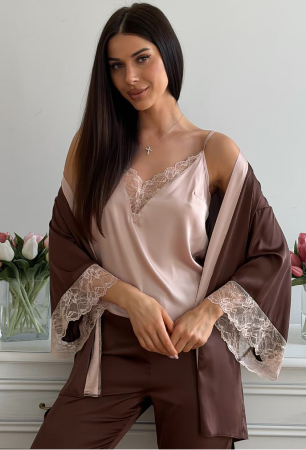 Пижама женская с халатом шелк Julia Ulich 1805-286 фото