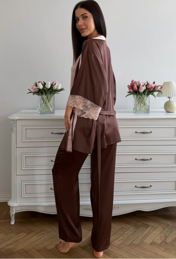 Пижама женская с халатом шелк Julia Ulich 1805-286 фото