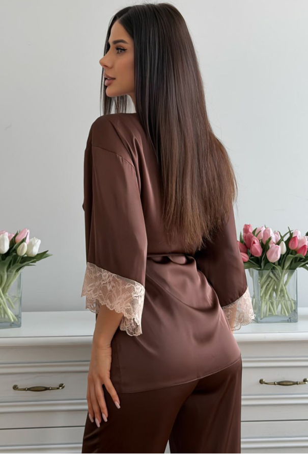 Пижама женская с халатом шелк Julia Ulich 1805-286 фото