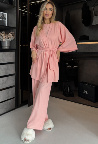 Пижама с халатом хлопок рубчик Julia Ulich 2022-1