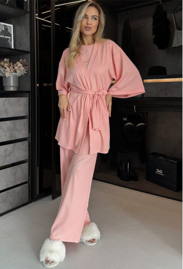 Пижама с халатом хлопок рубчик Julia Ulich 2022-1