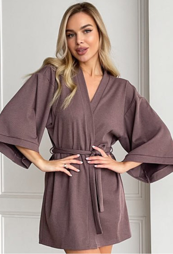 Пижама с халатом хлопок рубчик Julia Ulich 2022-2 фото