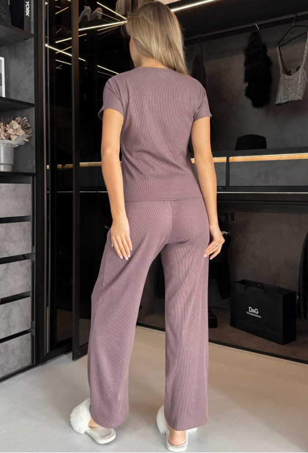 Пижама с халатом хлопок рубчик Julia Ulich 2022-2 фото