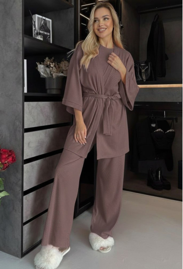 Піжама з халатом бавовна рубчик Julia Ulich 2022-2