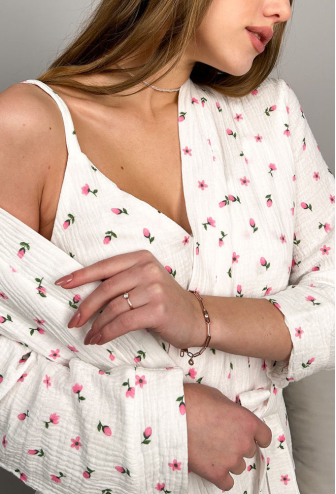 Пижама женская с халатом муслин LoomLine 13-17TW