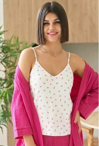 Пижама женская с халатом муслин LoomLine 13-17TB