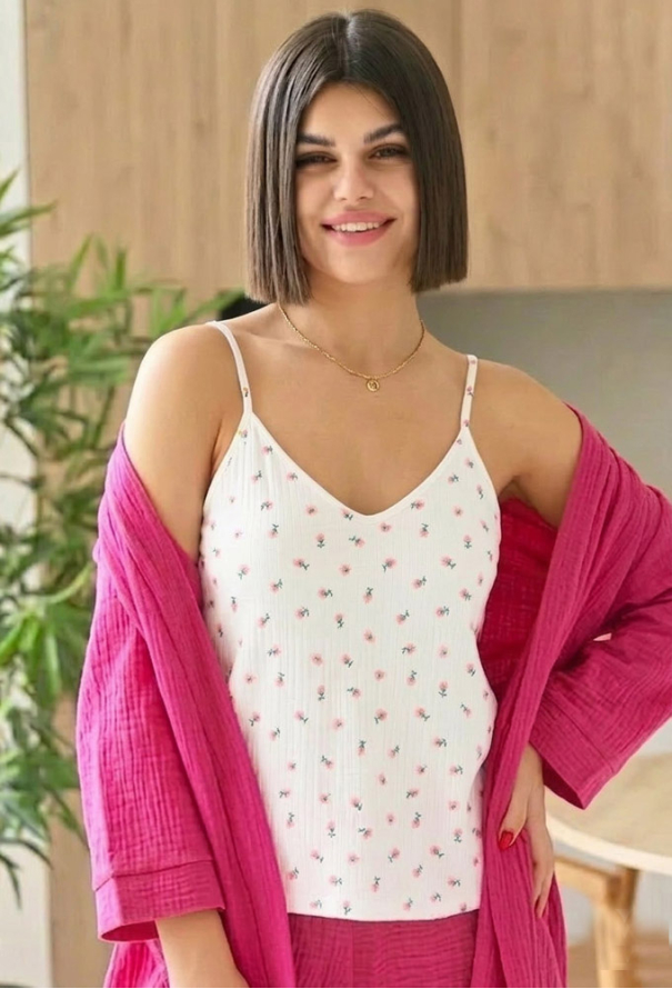 Піжама жіноча з халатом муслін LoomLine 13-17TB фото