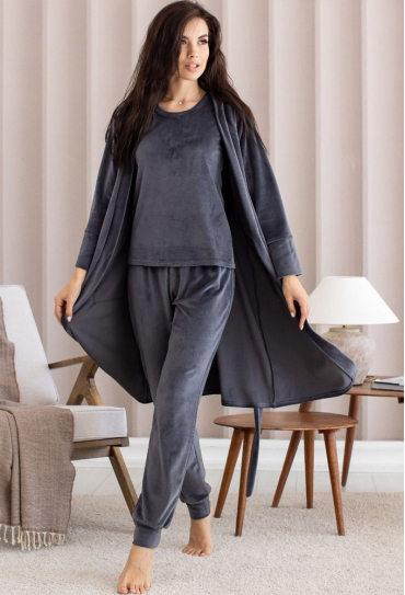 Піжама з халатом велюр MiaNaGreen Кг1580