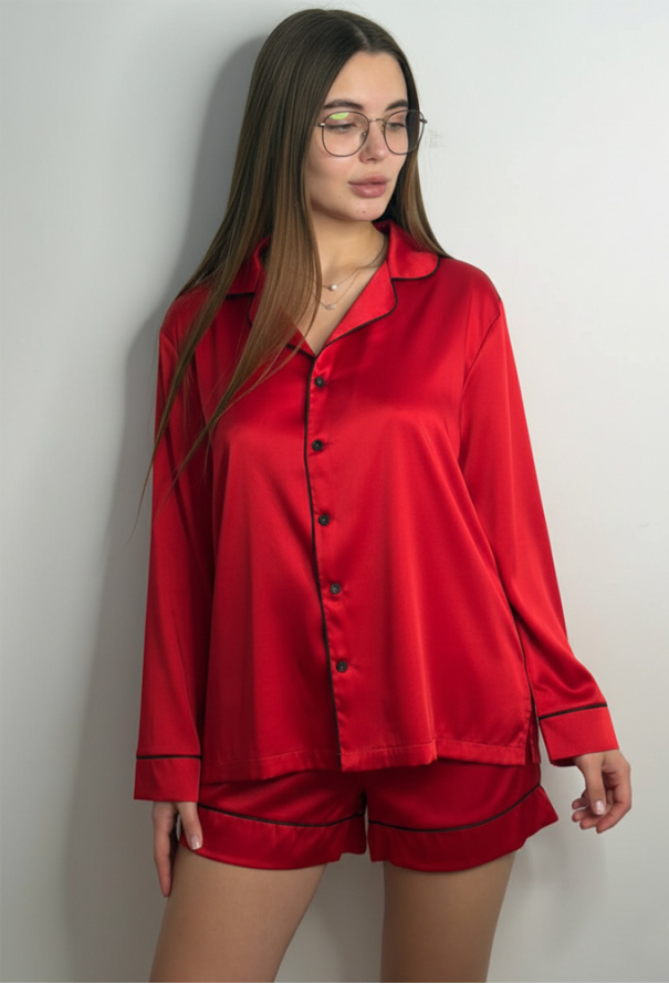 Пижама женская комплект шелк V.Velika 281-24CRBK фото