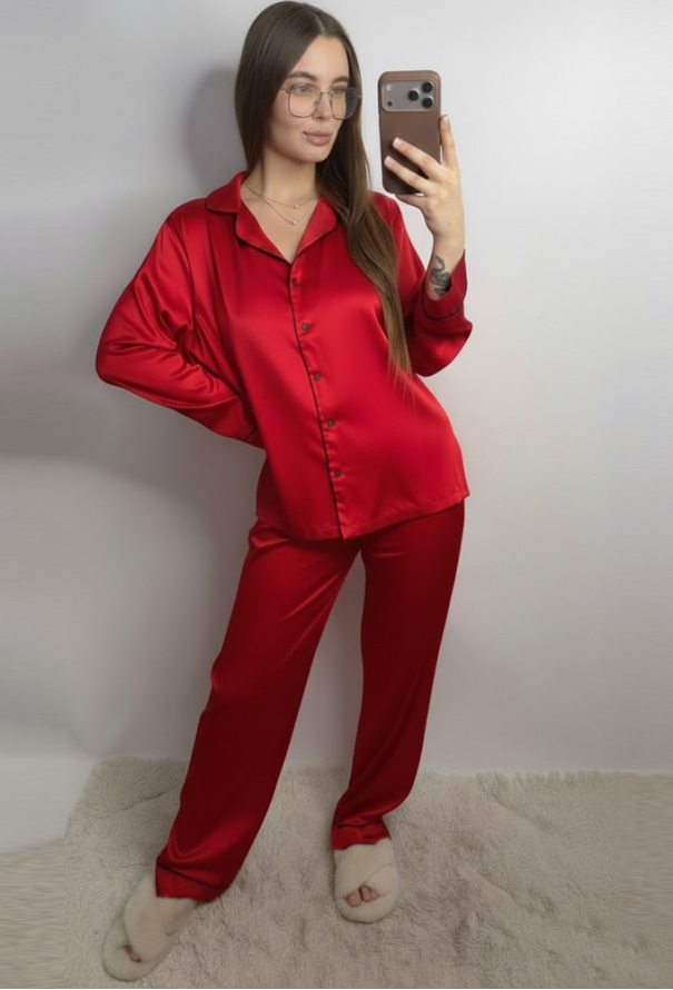 Пижама женская комплект шелк V.Velika 281-24CRBK фото