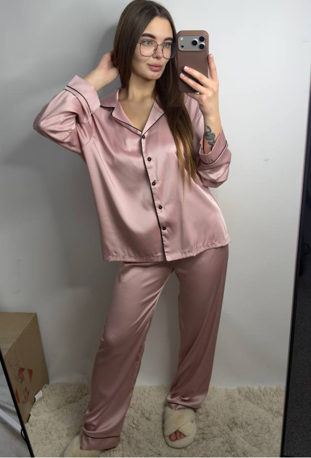 Пижама женская комплект шелк V.Velika 281-25PBK фото