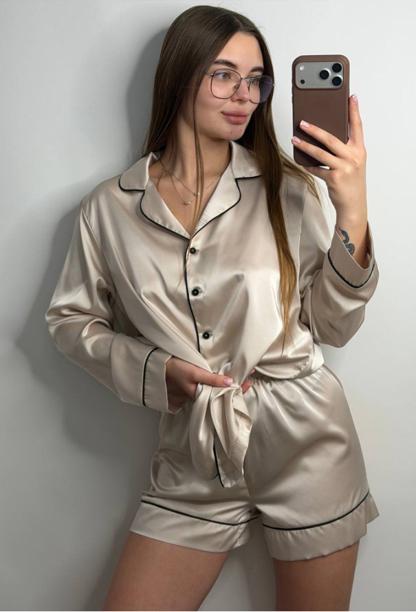 Пижама женская комплект шелк V.Velika 281-25SBBK фото