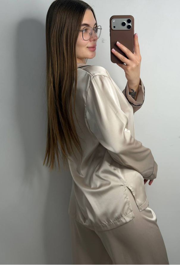 Пижама женская комплект шелк V.Velika 281-25SBBK фото