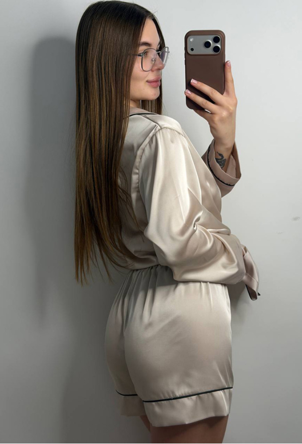 Пижама женская комплект шелк V.Velika 281-25SBBK фото