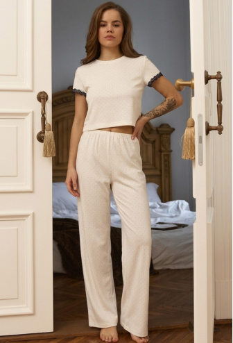 Піжама жіноча бавовна рубчик Flirty Dot Your Touch FD-7138