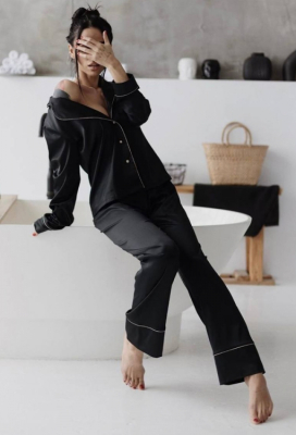 Пижама из натурального шелка Black Gold Felena 757-750BG-3