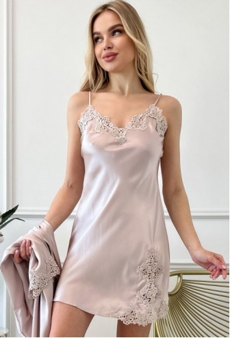 Нічна сорочка з халатом натуральний шовк Amsterdam Silk Kiss 109-916