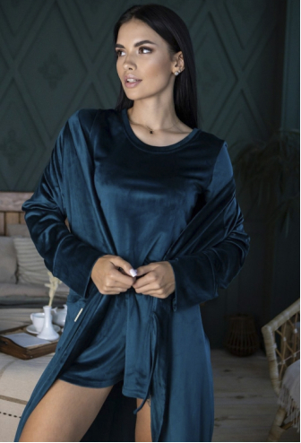 Пижама велюровая с халатом MiaNaGreen Кб1550ш