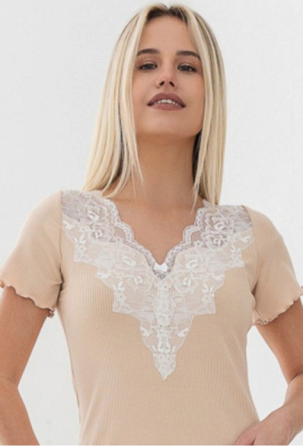 Нічна сорочка віскоза рубчик Lotos German Volf 21029-5