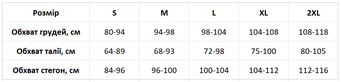 Cosy таблиця розмірів нова2 Cosy таблиця розмірів нова2