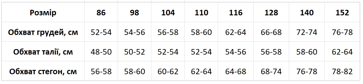 German Volf таблиця розмірів дитяча German Volf таблиця розмірів дитяча